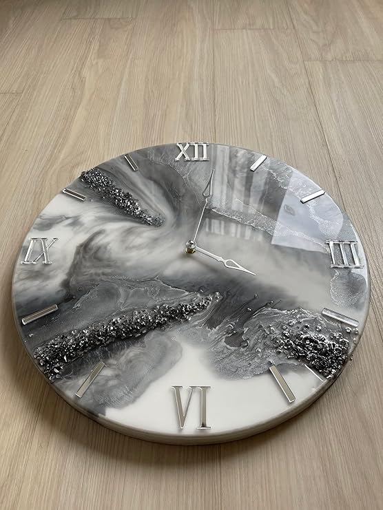 Resin Art Clock | Grey Theme