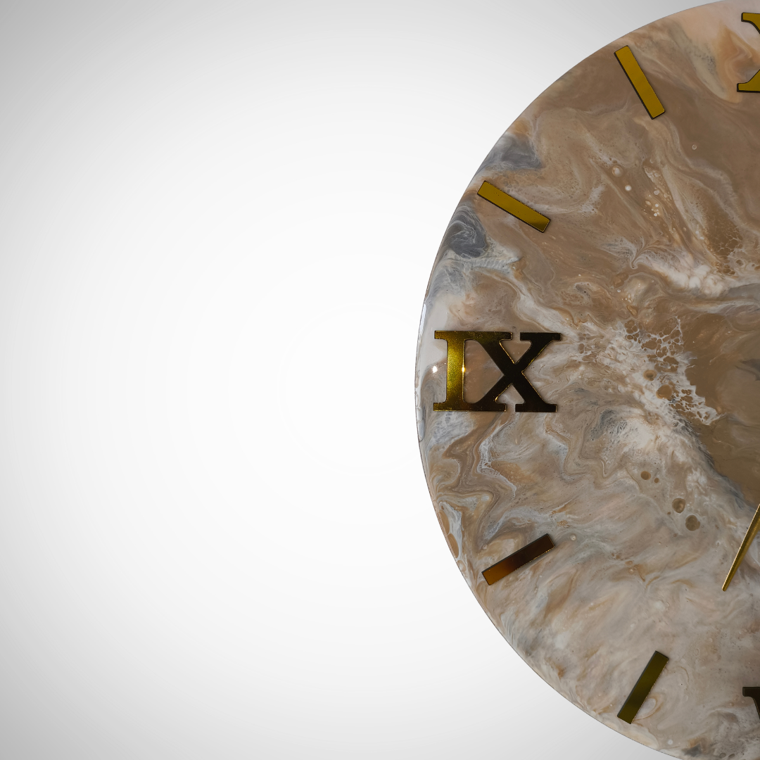 Elegant Resin Marble Wall Clock | Gold Roman Number Design | Modern Home & Office Decor