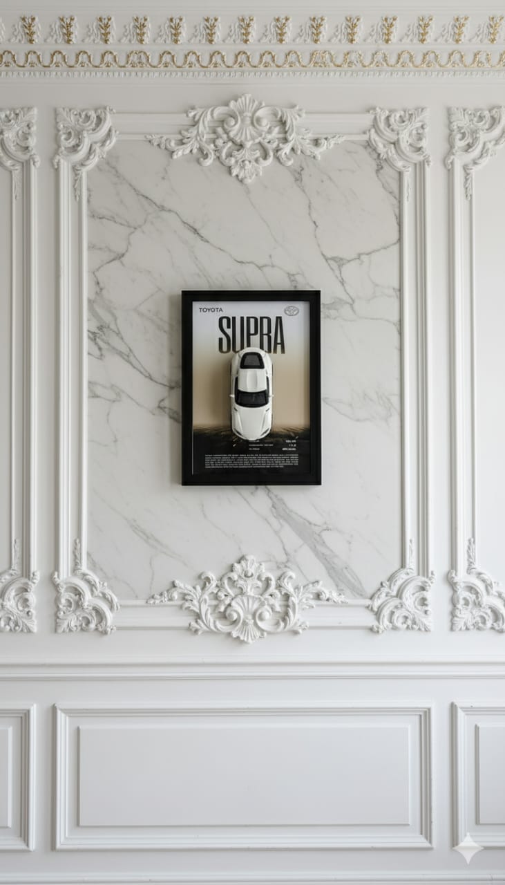 Framed Toyota Supra Diecast Model & Art Piece
