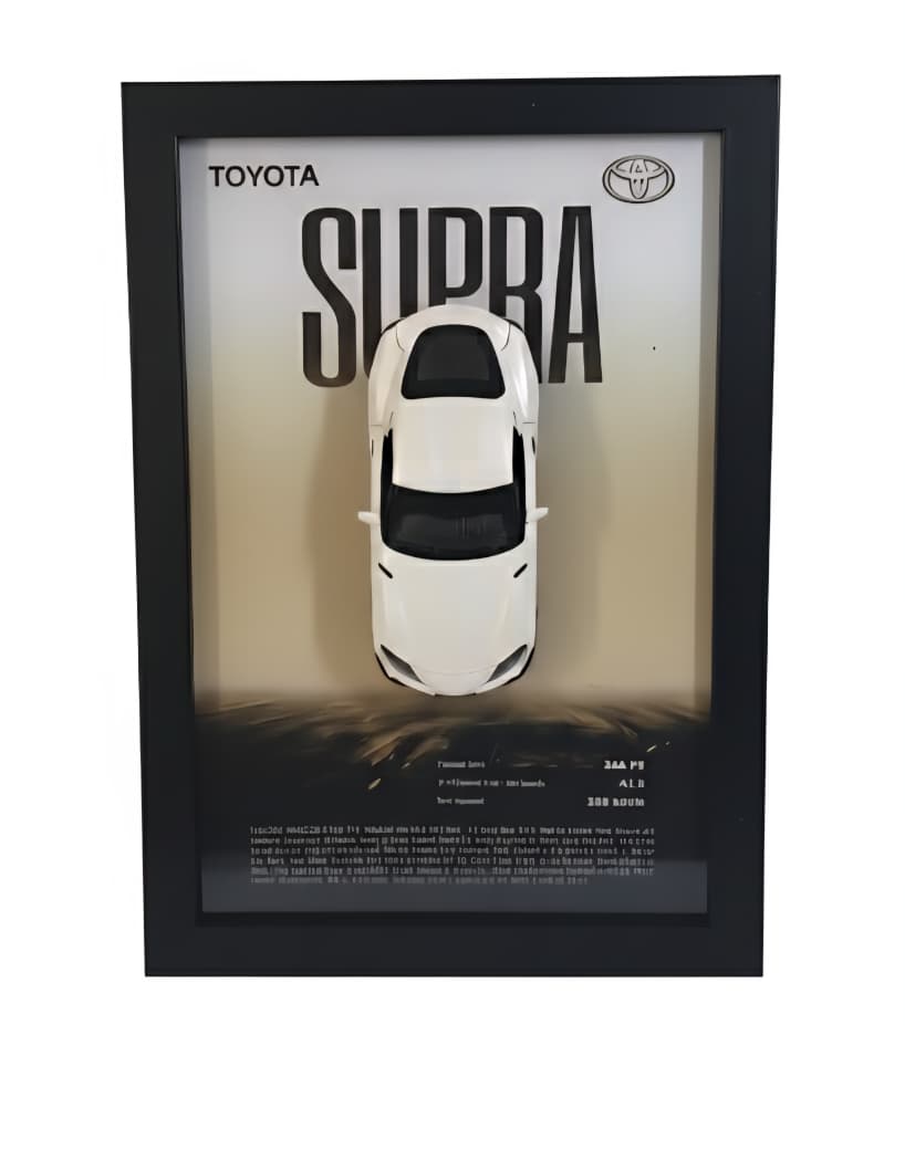 Framed Toyota Supra Diecast Model & Art Piece